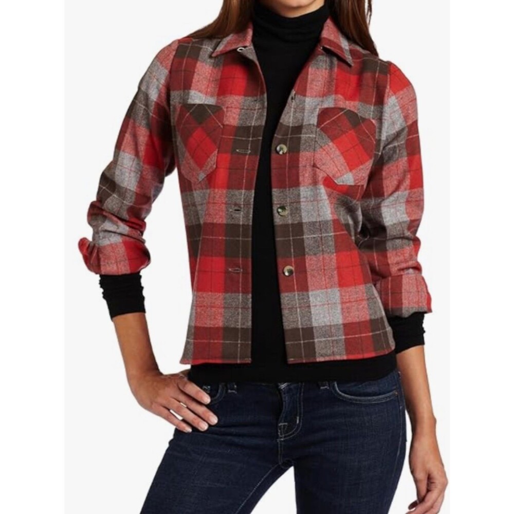 Pendleton Vintage Fit Tuckeroo Wool Plaid Shirt Rust Boho Cottagecore Unisex